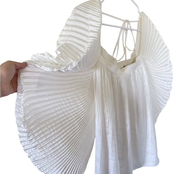 Kobi Halperin White Accordion Sleeve Pleated Blouse - Picture 8 of 8